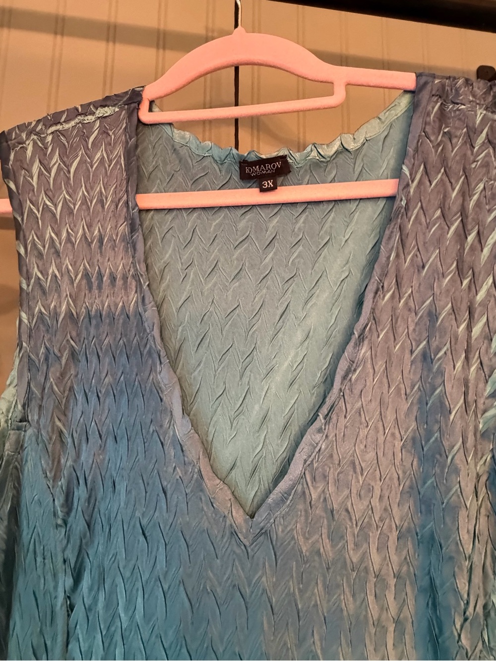 KOMAROV 2-Pc Pleated Maxi Dress & Jacket Set Blue Ombre Plus Size 3X Excellent - Picture 7 of 16